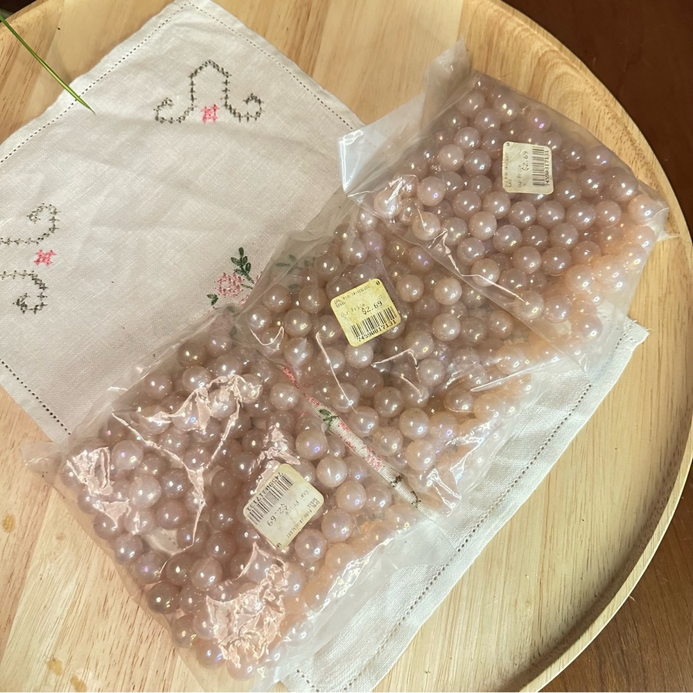 3 Bags Vintage Light Pink Iridescent Glass Marbles – ½” Round